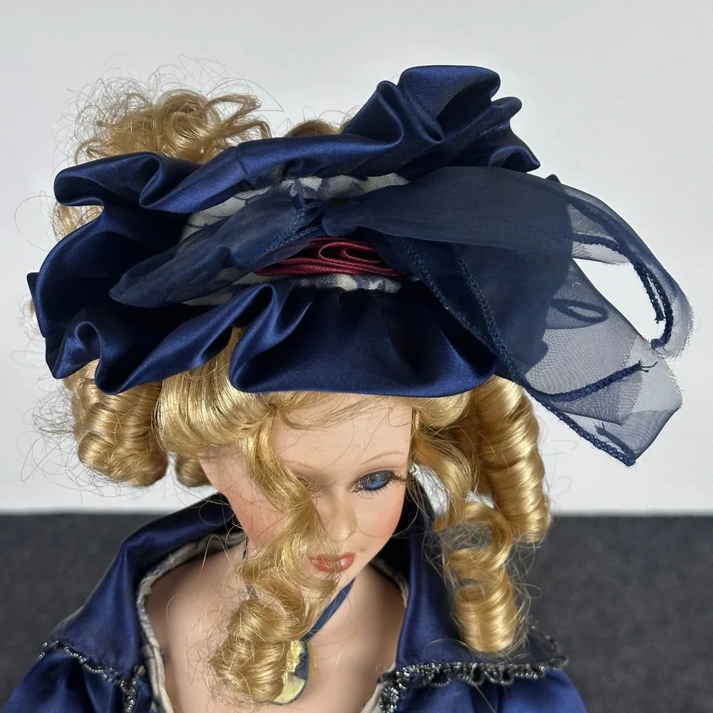 DanDee Collectors Choice Porcelain‎ Doll Victorian Blue Floral Gown 22 Inch